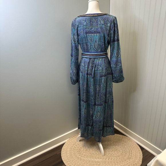 NWT Soft Surroundings V-neck embroidered blue Eugenie Maxi Dress size Small - Picture 3 of 13